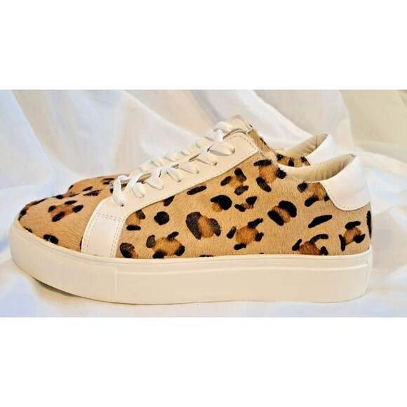 Myra Bag Shoes - Myra Size 9.5/40 Leopard Hairon Calf Hair Leather Platform Sneaker Low Rise
